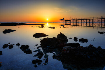 Wall Mural - Beautiful coastline of the Red Sea in Marsa Alam at sunrise, Egypt