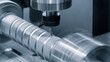 © Aleksandr Matveev - The Hi-precision CNC rotation milling machine with cutting sample in blue-silver tone.The micro cutting technique in precision part.