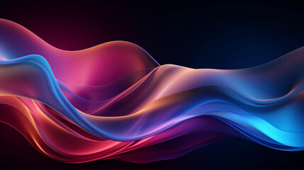 Wall Mural - Abstract blue and purple liquid wavy shapes futuristic banner. Glowing retro waves vector background