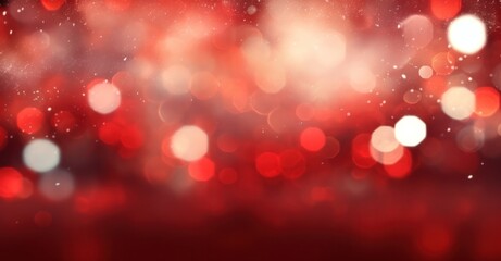 Red Christmas Lights Background. Illustration AI Generative.
