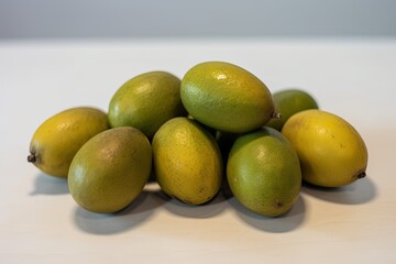 Poster - heap of fresh green limes arranged on a wooden table