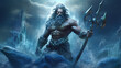 © Jacques Evangelista - A beautiful image of Poseidon, the god of the seas. Olympian God. Greek god. Mythology. Image managed by AI