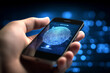 © vefimov - smartphone screen with fingerprint unlock feature, sense of security and innovation. biometric method of user identification