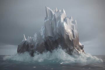 Wall Mural - illustration of an imposing iceberg floating in a vast ocean