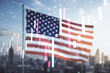 © Pixels Hunter - Multi exposure of virtual abstract financial diagram on US flag and city background, banking and accounting concept