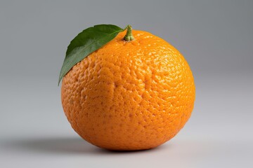 Canvas Print - Illustration of an orange fruit with a green leaf on top