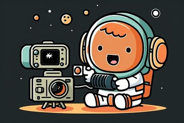 Wall Mural - an astronaut capturing a photograph in space. generative ai