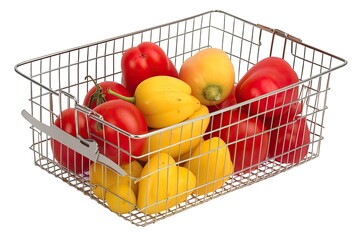 Wall Mural - colorful variety of fresh vegetables in a metal basket