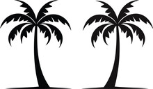 Palm Tree Icon Template Vector Illustration, Palm Silhouette, Coconut Palm Tree Icon, Simple Style, Design Of Palm Trees For Posters, Banners And Promotional Items