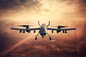 Experience the power of modern military drones, transformed into effective weapons of war. AI Generated.