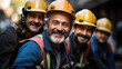 © Mr. Bolota - Building with a Smile: Construction Crew in Suits Grinning as They Contribute to Progress.Pride in Progress: Construction Workers Smiling Confidently in Their Suits on the Job Site.
