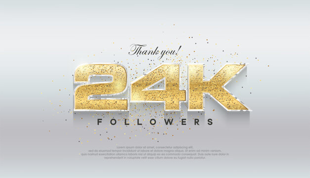 Shiny luxury gold 24k followers. premium vector background for celebration.