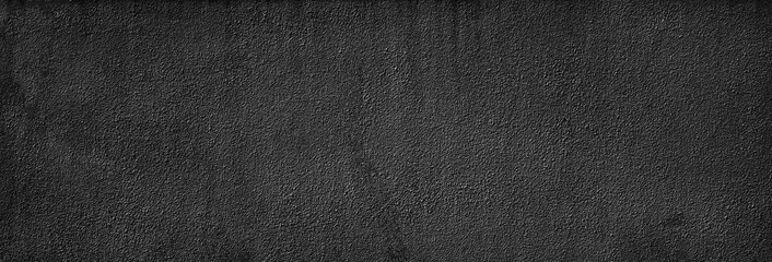 Wall Mural - Black white grunge texture background. Concrete wall with rough plaster. Close-up. Banner. Wide. Panoramic.