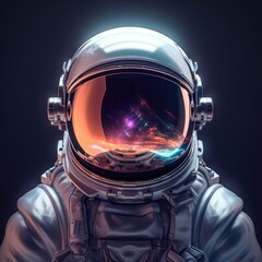 astronauts helmet reflecting the vastness of space highlighting the human presence in the cosmos
