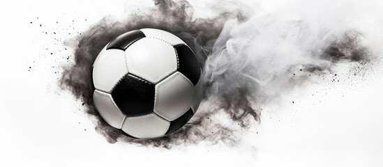 Wall Mural - soccer ball with smoke on white background , Generative AI