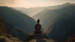 © illuminating images - Serene Summit - Young Woman Meditating Amidst Mountainous Landscape - Generative AI