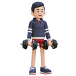 © Novian - 3D Sportsman Character Performing Dumbbell Reverse Curl