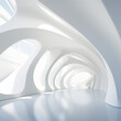 © yayha - White Abstract Architecture Background. Technology Future Futuristic Building circular with Generative Ai.
