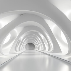 Wall Mural - White Abstract Architecture Background. Technology Future Futuristic Building circular with Generative Ai.