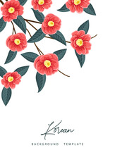 Red Camellia Background Design Vintage