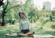 © SpaceOak - Young adult female discover serenity of rejuvenating mind-body practice. Unlock soul, vitality through relaxing stretches. Balance holistic wellbeing, embrace transformative power of slow movement.