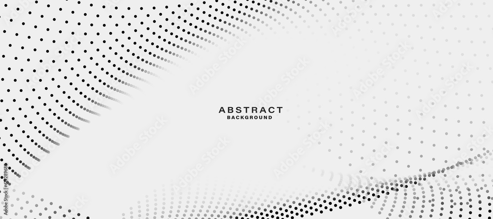 Grey white abstract background with flowing particles. Digital future ...
