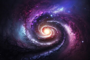 Wall Mural - spiral galaxy with glowing stars in the background. generative ai
