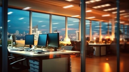 Wall Mural - Empty modern office interior with bright white light and large windows, best for background concepts and ideas for business presentation background, wallpaper and backdrop 