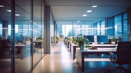 nice modern office with beautiful long office corridor with and defocused room background concepts a