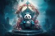 majestic panda sitting on a throne in a regal manner. Generative AI