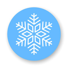 Wall Mural - Snowflake flat icon. White vector element on blue background. Best for web, seamless patterns, decoration and your design.