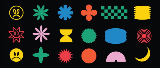 Wall Mural - set of abstract retro geometric shapes. geometric shapes and elements. collection of contemporary fi