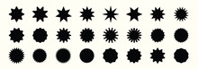 Star Burst Sticker Vector Set. Black Flat Price Tags Explosion Silhouettes, Starburst Retro Sale Badge. Star Blank Label, Stickers Emblem. Special Offer Price Tag
