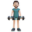 © Novian - 3D Sportsman Character Performing Bicep Curl with Dumbbell