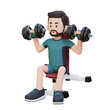 © Novian - 3D Sportsman Character Sculpting Strong Shoulders with Dumbbell Shoulder Bench Press