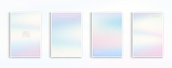 holographic poster set. abstract backgrounds color gradient pastel. applicable for banner design, co