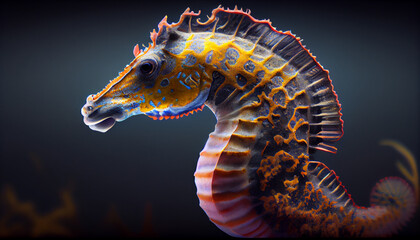 Colored seahorse Ai generated image