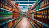 Fototapeta  - Abstract blurred supermarket shopping mall for background. Generative Ai
