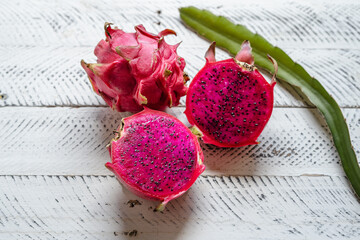 Poster - High angle view of pitaya on table