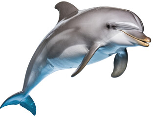 dolphin jumping out of the water isolated on white background as transparent png, marine animal
