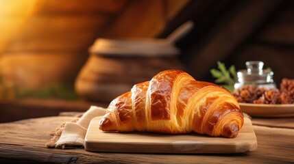 Poster - Croissants on a table in a country house in France