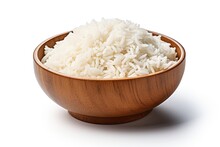  A Basmati Rice In Bowl Isolated On White Background