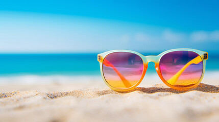 Poster - Sunglasses on the Sand at the Beach