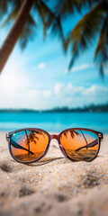 Poster - Sunglasses on the Sand at the Beach