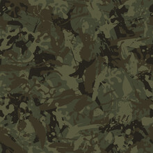 Urban Dry Brush Smear Camouflage Background. Modern Fashion Design. Camo Military Protective. Army Uniform Texture. Grunge Stroke Pattern. Khaki Fashionable Fabric Print. Vector Seamless Wallpaper