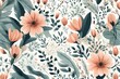 © Khamhoung - Floral pattern background. Generative AI