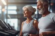 © Lumos sp - senior woman man exercise gym fitness couple sport healthy elderly health training active happy treadmill old fit mature female adult workout body vitality generative ai