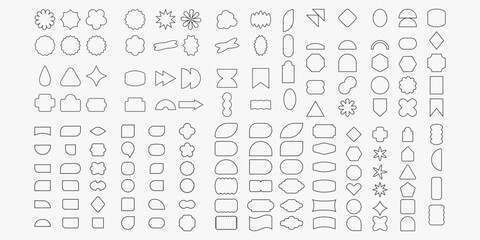 vector set of cool minimalistic badges. collection of abstract geometric shapes. y2k label graphic e