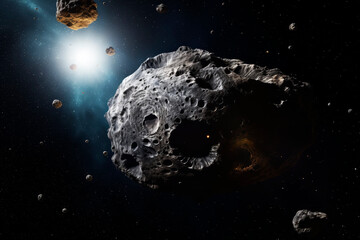 Wall Mural - asteroid in outer space. generative ai