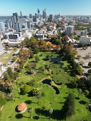 Wall Mural - Aerial view of Queens Gardens in Perth, Western Australia.